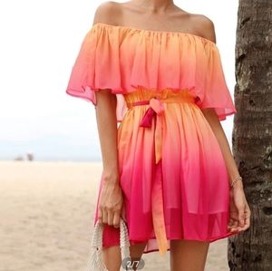 SHEIN ombre off the shoulder dress